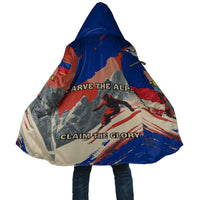Liechtenstein Cloak with Alpine Skiing Red Blue Design and Mountain Landscape - Wonder Print Shop