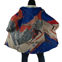 Liechtenstein Cloak with Alpine Skiing Red Blue Design and Mountain Landscape - Wonder Print Shop