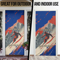 Liechtenstein Door Cover with Alpine Skiing Red Blue Design and Mountain Landscape - Wonder Print Shop