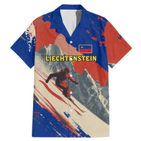 Liechtenstein Family Matching Mermaid Dress and Hawaiian Shirt with Alpine Skiing Red Blue Design and Mountain Landscape - Wonder Print Shop