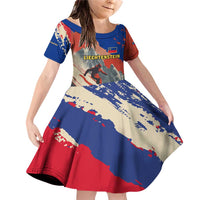 Liechtenstein Family Matching Off Shoulder Short Dress and Hawaiian Shirt with Alpine Skiing Red Blue Design and Mountain Landscape - Wonder Print Shop