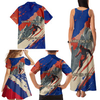Liechtenstein Family Matching Tank Maxi Dress and Hawaiian Shirt with Alpine Skiing Red Blue Design and Mountain Landscape - Wonder Print Shop