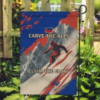 Liechtenstein Garden Flag with Alpine Skiing Red Blue Design and Mountain Landscape - Wonder Print Shop