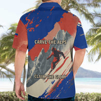 Liechtenstein Hawaiian Shirt with Alpine Skiing Red Blue Design and Mountain Landscape - Wonder Print Shop