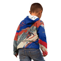 Liechtenstein Kid Hoodie with Alpine Skiing Red Blue Design and Mountain Landscape - Wonder Print Shop