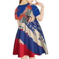 Liechtenstein Kid Short Sleeve Dress with Alpine Skiing Red Blue Design and Mountain Landscape - Wonder Print Shop