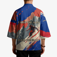 Liechtenstein Kimono with Alpine Skiing Red Blue Design and Mountain Landscape - Wonder Print Shop