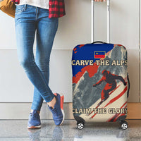 Liechtenstein Luggage Cover with Alpine Skiing Red Blue Design and Mountain Landscape - Wonder Print Shop