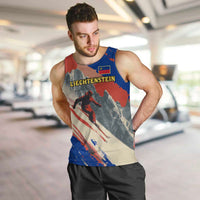 Liechtenstein Men Tank Top with Alpine Skiing Red Blue Design and Mountain Landscape - Wonder Print Shop