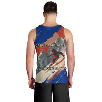 Liechtenstein Men Tank Top with Alpine Skiing Red Blue Design and Mountain Landscape - Wonder Print Shop