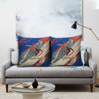 Liechtenstein Pillow Cover with Alpine Skiing Red Blue Design and Mountain Landscape - Wonder Print Shop