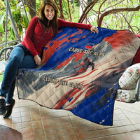 Liechtenstein Quilt with Alpine Skiing Red Blue Design and Mountain Landscape - Wonder Print Shop