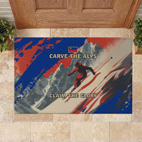 Liechtenstein Rubber Doormat with Alpine Skiing Red Blue Design and Mountain Landscape - Wonder Print Shop