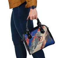 Liechtenstein Shoulder Handbag with Alpine Skiing Red Blue Design and Mountain Landscape - Wonder Print Shop