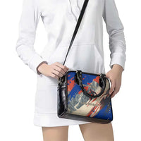 Liechtenstein Shoulder Handbag with Alpine Skiing Red Blue Design and Mountain Landscape - Wonder Print Shop