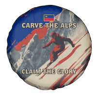 Liechtenstein Spare Tire Cover with Alpine Skiing Red Blue Design and Mountain Landscape - Wonder Print Shop