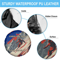 Liechtenstein Spare Tire Cover with Alpine Skiing Red Blue Design and Mountain Landscape - Wonder Print Shop