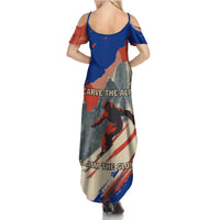 Liechtenstein Summer Maxi Dress with Alpine Skiing Red Blue Design and Mountain Landscape - Wonder Print Shop