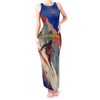 Liechtenstein Tank Maxi Dress with Alpine Skiing Red Blue Design and Mountain Landscape - Wonder Print Shop