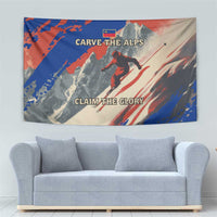Liechtenstein Tapestry with Alpine Skiing Red Blue Design and Mountain Landscape - Wonder Print Shop