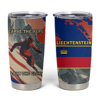 Liechtenstein Tumbler Cup with Alpine Skiing Red Blue Design and Mountain Landscape - Wonder Print Shop