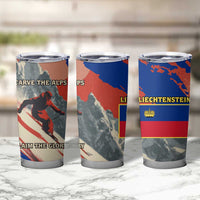 Liechtenstein Tumbler Cup with Alpine Skiing Red Blue Design and Mountain Landscape - Wonder Print Shop