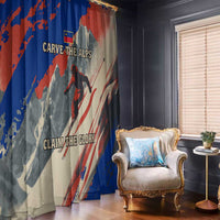 Liechtenstein Window Curtain with Alpine Skiing Red Blue Design and Mountain Landscape - Wonder Print Shop