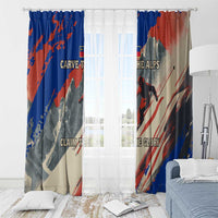 Liechtenstein Window Curtain with Alpine Skiing Red Blue Design and Mountain Landscape - Wonder Print Shop