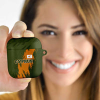 Cyprus AirPods Case with Green Orange Brushstroke Design and National Emblem - Wonder Print Shop