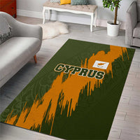 Cyprus Area Rug with Green Orange Brushstroke Design and National Emblem - Wonder Print Shop