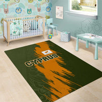 Cyprus Area Rug with Green Orange Brushstroke Design and National Emblem - Wonder Print Shop