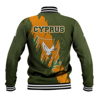 Cyprus Baseball Jacket with Green Orange Brushstroke Design and National Emblem - Wonder Print Shop