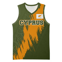 Cyprus Basketball Jersey with Green Orange Brushstroke Design and National Emblem - Wonder Print Shop
