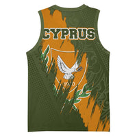 Cyprus Basketball Jersey with Green Orange Brushstroke Design and National Emblem - Wonder Print Shop