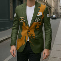 Cyprus Blazer with Green Orange Brushstroke Design and National Emblem - Wonder Print Shop