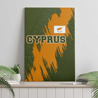 Cyprus Canvas Wall Art with Green Orange Brushstroke Design and National Emblem - Wonder Print Shop