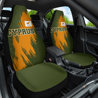 Cyprus Car Seat Cover with Green Orange Brushstroke Design and National Emblem - Wonder Print Shop