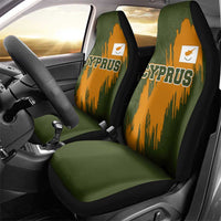Cyprus Car Seat Cover with Green Orange Brushstroke Design and National Emblem - Wonder Print Shop