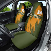 Cyprus Car Seat Cover with Green Orange Brushstroke Design and National Emblem - Wonder Print Shop