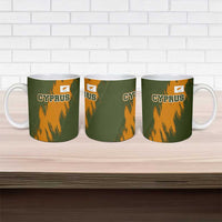 Cyprus Ceramic Mug with Green Orange Brushstroke Design and National Emblem - Wonder Print Shop