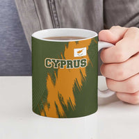 Cyprus Ceramic Mug with Green Orange Brushstroke Design and National Emblem - Wonder Print Shop