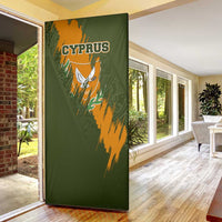 Cyprus Door Cover with Green Orange Brushstroke Design and National Emblem - Wonder Print Shop