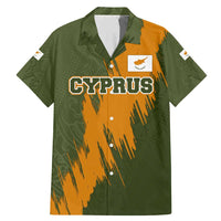 Cyprus Family Matching Mermaid Dress and Hawaiian Shirt with Green Orange Brushstroke Design and National Emblem - Wonder Print Shop