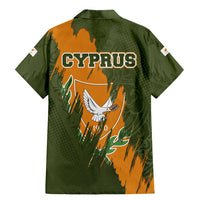 Cyprus Family Matching Mermaid Dress and Hawaiian Shirt with Green Orange Brushstroke Design and National Emblem - Wonder Print Shop