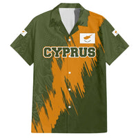 Cyprus Family Matching Off Shoulder Short Dress and Hawaiian Shirt with Green Orange Brushstroke Design and National Emblem - Wonder Print Shop