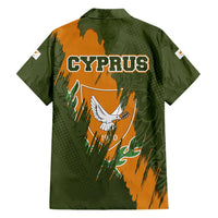Cyprus Family Matching Short Sleeve Bodycon Dress and Hawaiian Shirt with Green Orange Brushstroke Design and National Emblem - Wonder Print Shop