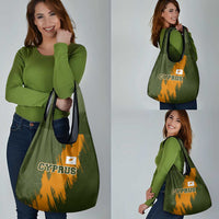 Cyprus Grocery Bag with Green Orange Brushstroke Design and National Emblem - Wonder Print Shop