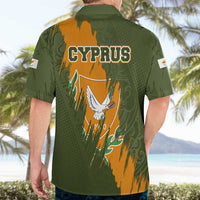 Cyprus Hawaiian Shirt with Green Orange Brushstroke Design and National Emblem - Wonder Print Shop