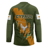 Cyprus Hockey Jersey with Green Orange Brushstroke Design and National Emblem - Wonder Print Shop