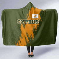 Cyprus Hooded Blanket with Green Orange Brushstroke Design and National Emblem - Wonder Print Shop
